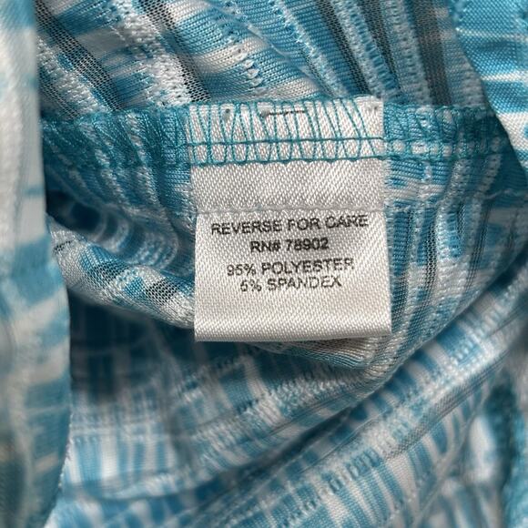 Erin London Aqua White Lightweight Burnout Button Down Top Boho Trippy Sz Large - Picture 5 of 9